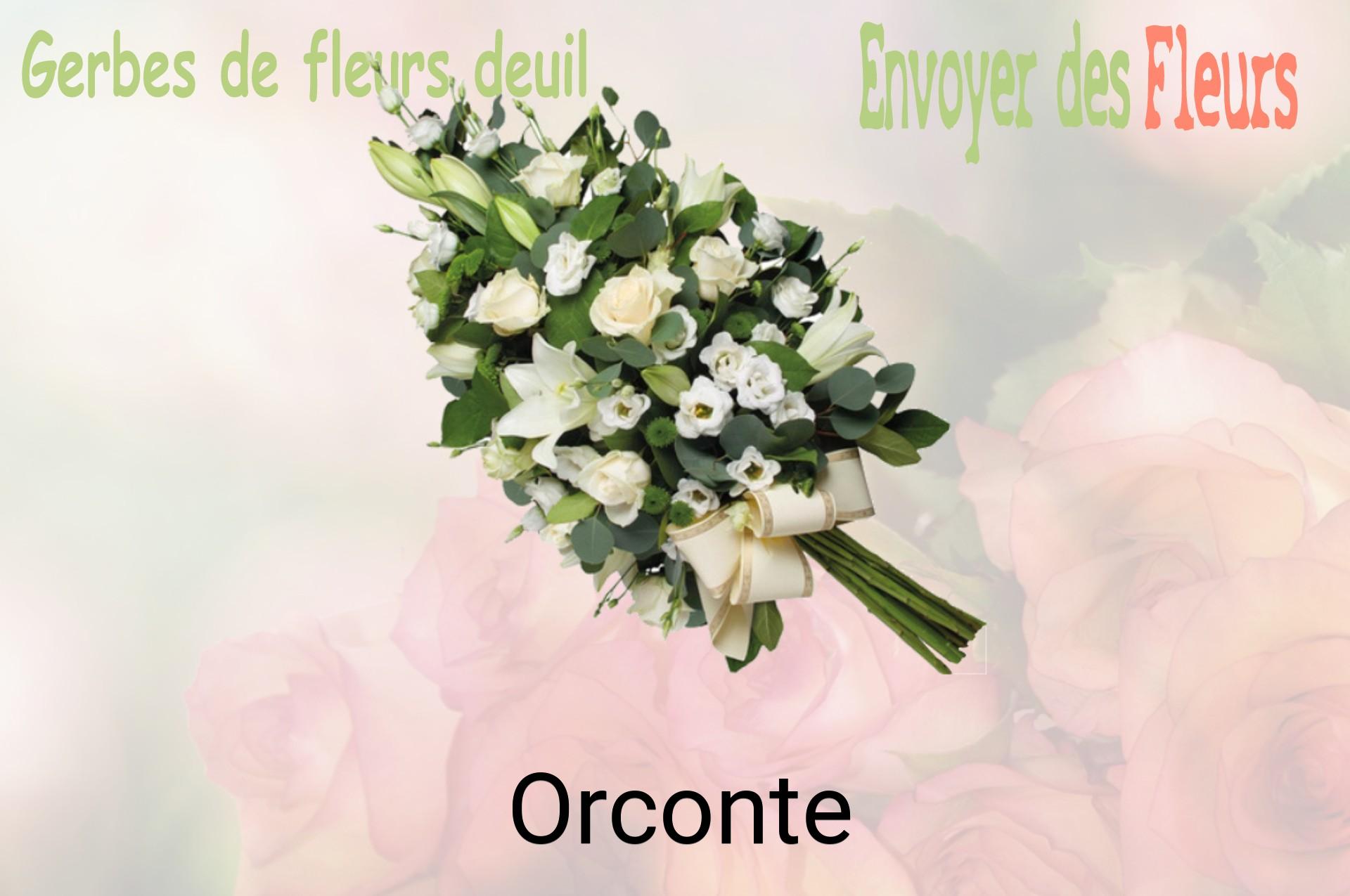 Gerbe de fleurs de deuil livrée à Orconte